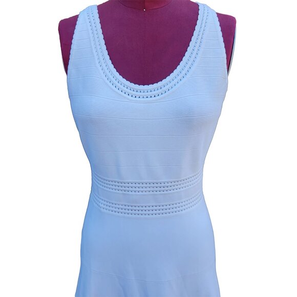 Diane von Furstenberg Perry Dress White Knit Sleeveless Flutter Hem Medium - Picture 2 of 8
